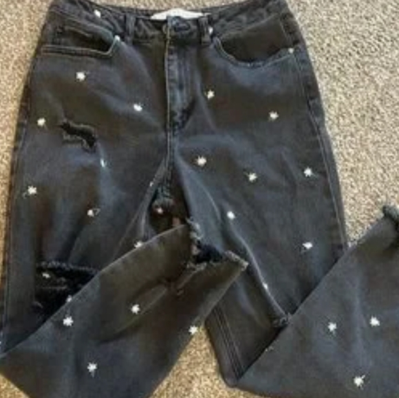 Tinseltown Black Boyfriend Jeans with Subtle‎ Embellishments 7.  J34 - Picture 3 of 10